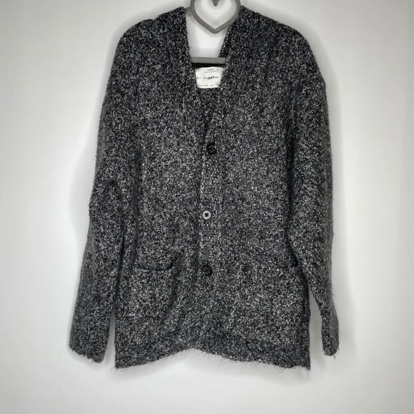 Zara Hooded Cardigan Sweater Kids 8 Gray Unisex Button Up Jumper Cotton Blend - Picture 1 of 6